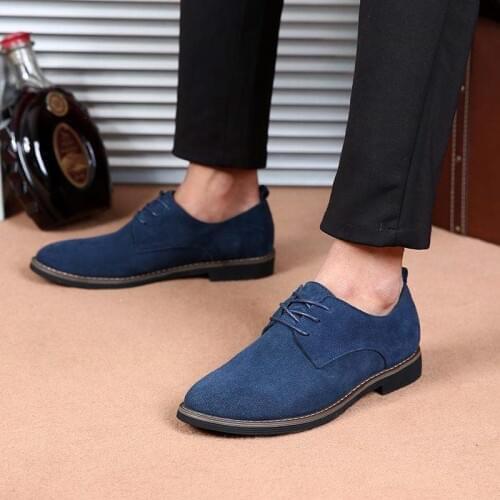 38-48 British Style Cow Suede Men Derby Shoes Male Trend Fashion Brown Dress Wedding Shoes Men Formal Men Shoe Schoenen Mannen
