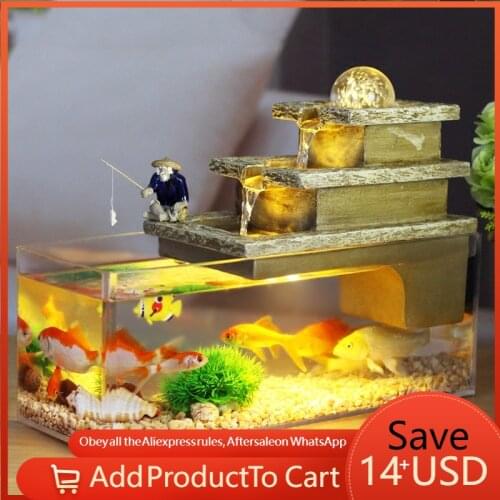 Water Fountain Feng Shui Crafts Meditation Helps Fish Tank Aromatherapy Indoor Air Humidity Desktop Ornament Home Decoration