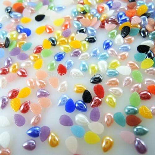 New 3*4mm 1000pcs Nail Sticker Flatback Beads Flat back Glass Cabochon DIY Phone Case Nail Art Decor Materials