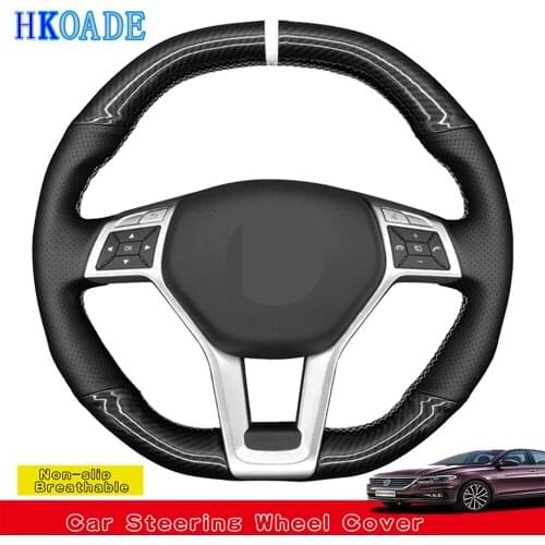 DIY Black Carbon Fiber Leather Car Steering Wheel Cover For Mercedes-Benz A45 CLA45 C63 E63 CLS63 SLK55 SL 63 65 GLA45 AMG