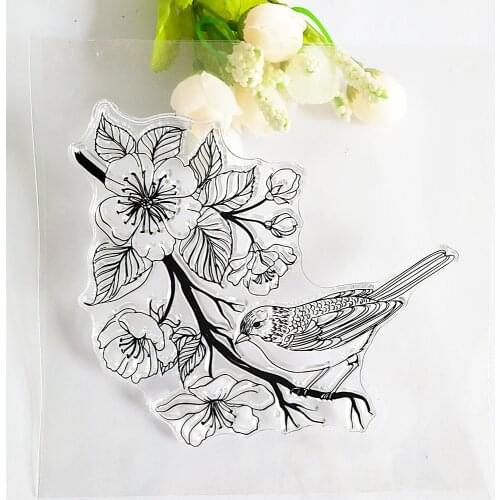 Bird Standing on Branch Transparent Clear Stamp/Seal for DIY Scrapbooking / Photo Album Decorative Silicone Stamps Sheets