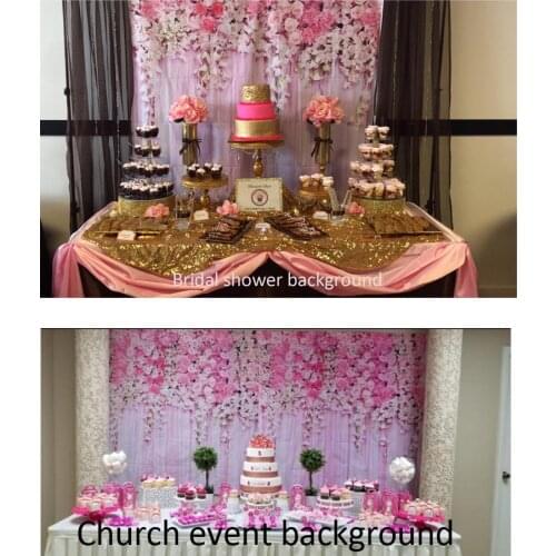 Pink Floral Backgrounds For Baby shower/bridal Shower Pink Flowers Wallpaper Backgrounds Backdrops For Church Event 3D Printing