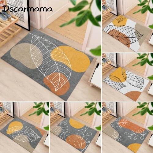 Modern Nordic Grey Plant Tropical Leaves Classic Pastoral Tatami Rug Doormat Front Door Floor Bedroom Hallway Custom Carpet