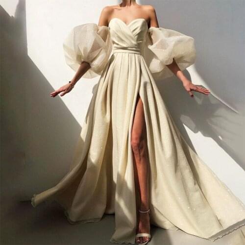 Bridal Sleeves Light Champagne Puff Sleeves Detachable Bicep Shiny Tulle Sleeves Elbow Loose Style Elegant Wedding Accessories