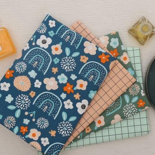 Syunss Floral Grid Printed Diy Patchwork Cloth For Quilting Baby Cribs Cushions Dress Sewing Tissus Twill Cotton Fabric Tecido