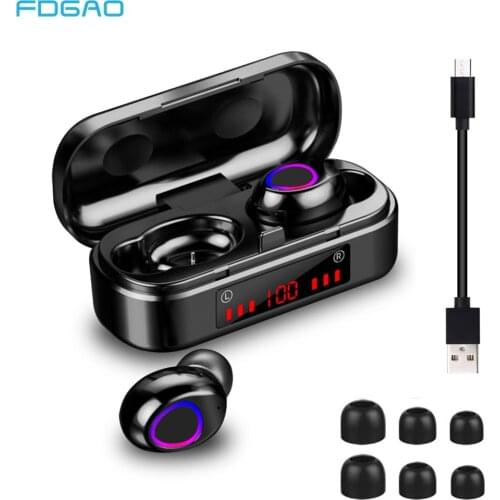 TWS Bluetooth 5.0 Earphones LED Charging Box Wireless Headphone 9D Stereo Sports Waterproof Earbuds Headsets With Microphone