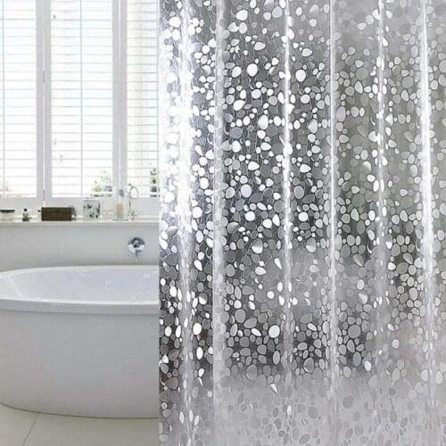 3D Waterproof Shower Curtain Transparent Plastic PVC White Clear Bathroom Anti Mildew Translucent Bath Curtain With Hooks