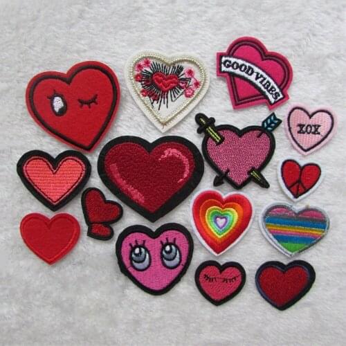High quality heart cartoon For Clothing Iron On Embroidered Appliques DIY Apparel Accessories Patch For Clothing Fabric Badges