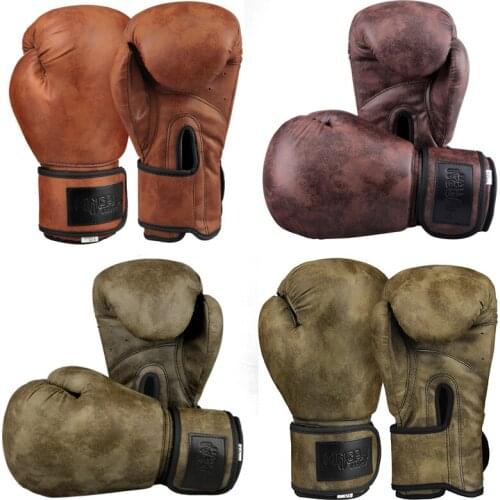 GINGPAI High Quality Adult Men and Women Boxing Gloves Pu Leather Retro Gloves MMA Muay Thai Sanda Equipment 8 10 12oz