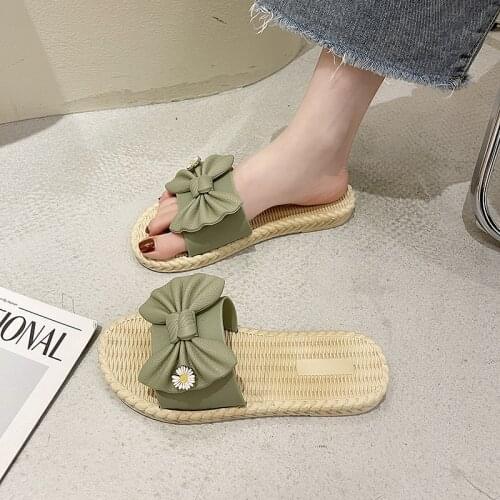 Platform Shoes Woman 2021 Summer Slipper Women Slippers Bow Knot Flower Indoor Outdoor Flip-flops Beach Shoes Female Slippers