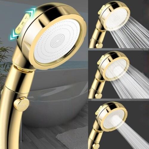 Gold Superior Quality Shower 3 Mode Bidet Shower Head One-Key Water Stop Rainfall Shower Head Bathroom Shower Accessories H017