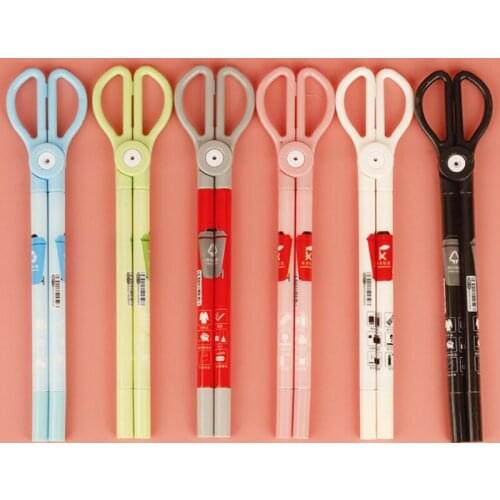 1Set Creative Cartoon Siamese Gel Pen Head Scissors Shape Water Based Pen Stationery Children Gifts Student Office Supplies