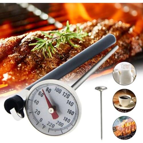1 Pcs Silver Stainless Steel Kitchen Thermometers Probe Resistance Barbecue Milk Meat Thermometer Steak Household Tool Hot Sale