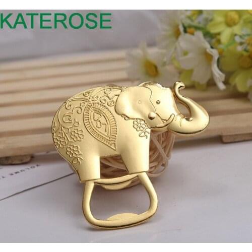 10PCS Lucky Golden Elephant Bottle Openers Asian Theme Bridal Shower Wedding Favors