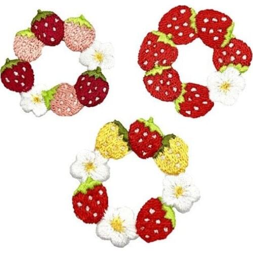 20pcs/lot Embroidery Patch Strawberry Flower Ring Donut Clothing Decoration Sewing Accessories Craft Diy Applique