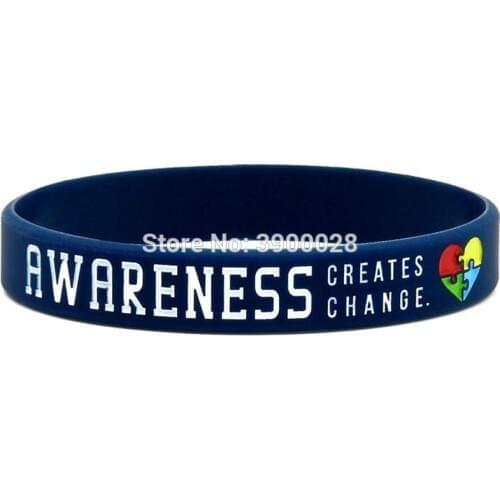 100pcs Autism awareness Heart wristbands silicone bracelets