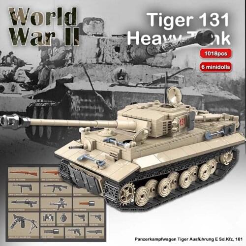 1018pcs TIGER 131 Military Tank Building Blocks WW2 Heavy Tanks Bricks Set Weapons Soldiers Models Kids DIY Toys Children Gifts