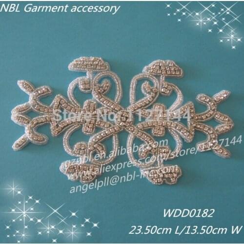 30 PIECES) crystal bridal beaded rhinestone applique patch for wedding evening dress DIY iron on WDD0182