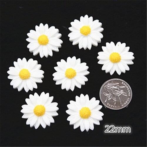 30pcs 22mm Cute White Resin Daisy Flower FlatBack Cabochon DIY Scrapbooking Craft/Wedding Decoration