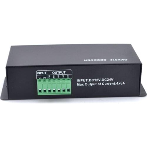 4CH DC12-24V RGBW DMX 512 Decoder led controller, RGB LED DMX512 decoder 4 Channel * 8A , Free shipping