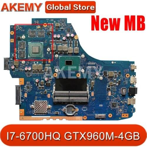Akemy GL752VW MainBoard For ASUS GL752VW GL752V GL752 Laptop Motherboard CPU I7-6700HQ GTX960M-4GB MainBoard 90NB0A40-R00030