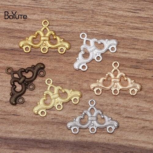 BoYuTe 100Pcs Metal Copper 17*25MM Filigree Flower Connector Charms Diy Hand Made Accessories for Earring Jewelry Making