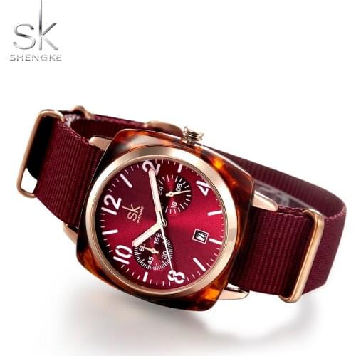 Shengke Watch Women Fashion Nylon Band Women Watches Luxury Rose Gold Womens Watches SK Ladies Watch Clock Reloj Mujer