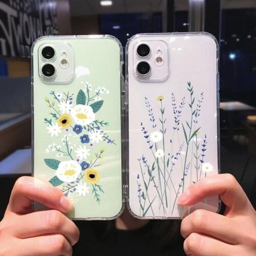 ZUIDID NEW Fashion Pretty Flowers Case For iPhone 7 11 Pro XS MAX 12 X SE20 XR 8Plus Transparent Soft Phone Cover Silicone Shell