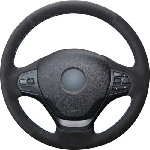 DIY Black Suede Car Steering Wheel Cover for BMW F30 316i 320i 328i Accessories Parts