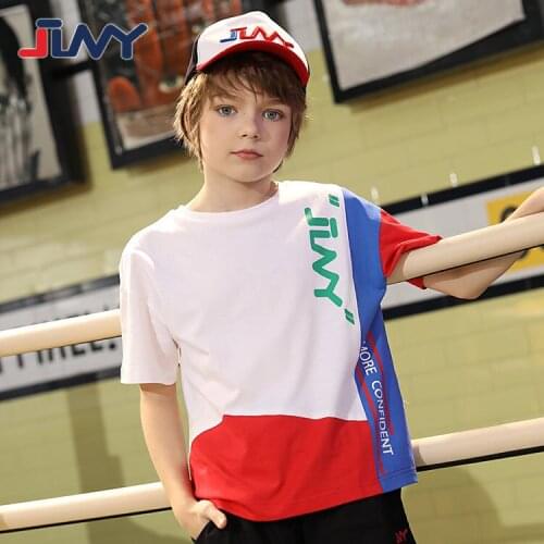 Kids Clothing 5-10 Y Big Boys Cotton T Shirts 2021 Summer New Childrens Casual Loose Sport T-shirts Fashion Print Tops For Boys