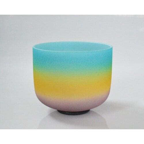 HF 9 inches Frosted Crystal Singing Bowl With Rainbow Colorl CDEFGAB