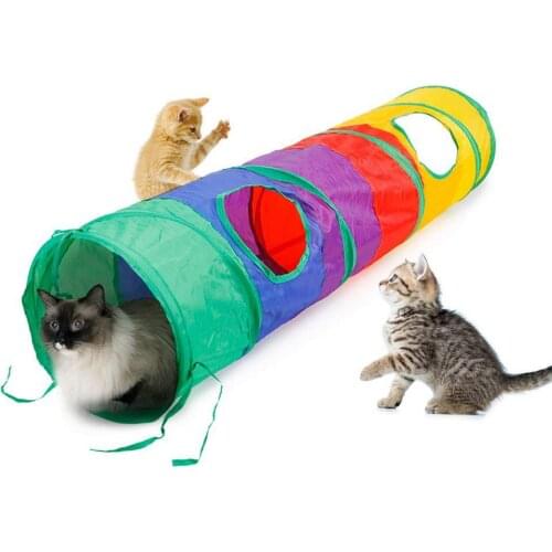 Practical Cat Tunnel Pet Tube Collapsible Play Toy Indoor Outdoor Kitty Puppy Toys for Puzzle Exercising Hiding Training Canvas