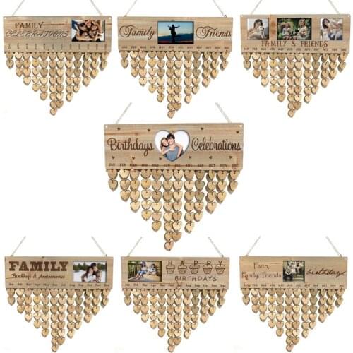 Family Friend Birthday Anniversary Reminder Calendar Board Signs with Photo Frame DIY Home Hanging Decoration Craft Dad Mom Gift