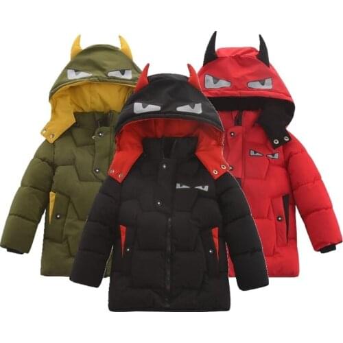 Baby Boys Jackets Children Winter Kids Snow Overalls With Hooded Cartoon Long Style Down Snowsuits For 1-8 Y Kids 2020 Fashion