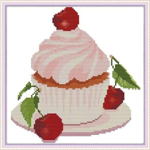 Strawberry Ice Cream cross stitch kit aida 14ct 11ct count print canvas cross stitches needlework embroidery DIY handmade
