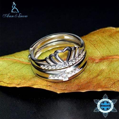 Sterling Silver 925 Jewelry Real Pure Accessories Fine Crown Cross Birthday Gifts Male Women Rings Set Couple Engagement Ring