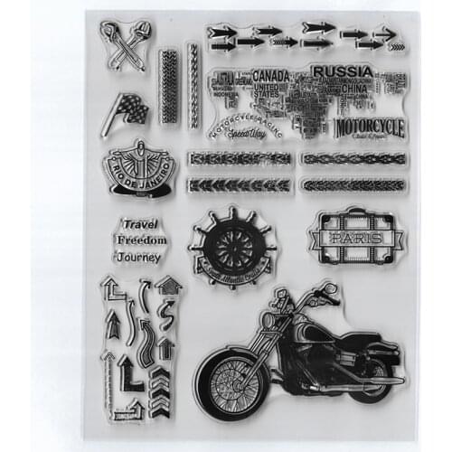 2021 NEW Travel Motorcycle Road Banner Runner Sign Wrench Transparent Silicone Seal DIY Puzzle Handbook Card painting Ink Seal