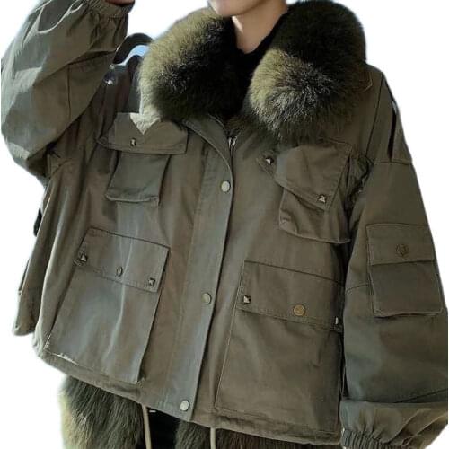 2020 New Autumn Winter Women Real Fox Fur Coats Female Long Sleeve Causal Fashion Thick Warm Korean Style Short Jackets