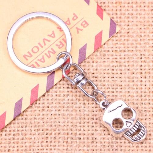 New Fashion Keychain 23x12mm skeleton skull Pendants DIY Men Jewelry Car Key Chain Ring Holder Souvenir For Gift