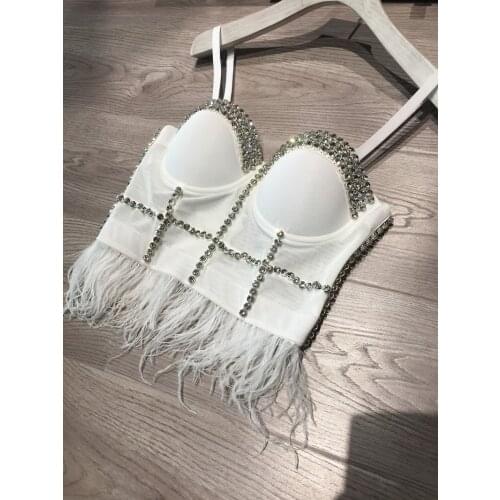 Feather render condole New belt to wear strapless dancing with small vest outside the jacket that show hilum ins