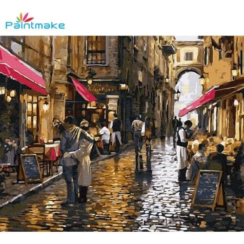 Paintmake DIY Paint By Numbers For Adult Children Oil Hand Painted Street Scenic For Home Decor Art Picture Acrylic Painting