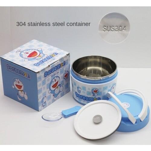 Portable Food Thermos Stainless Steel Milk Soup Containers Doraemon Leakproof Lunch Box Thermal Bento Cup for Kids Home School