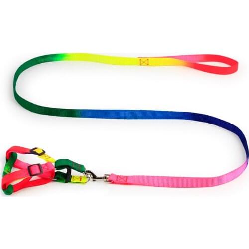 Adjustable Rainbow Cat Leash Harness Nylon Colorful Leashes Outdoor Safety Walking Traction Rope For Lead Belt Pet Supplies