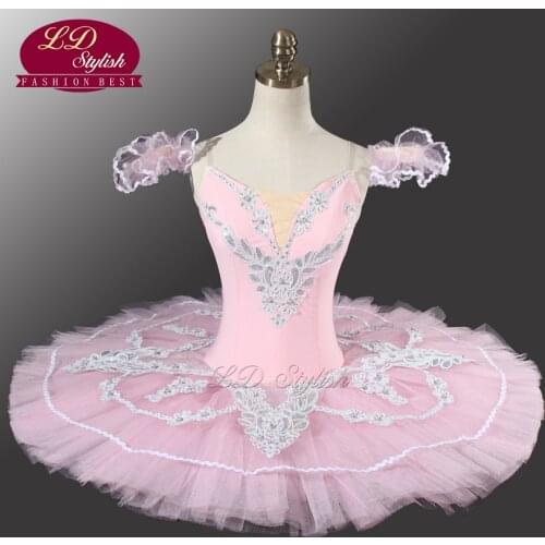 Adult Pink Classical Ballet Tutu YAGP Professional Pancake Ballet With Flower Fairy Ballet Tutu Costume Dancewear LD0005