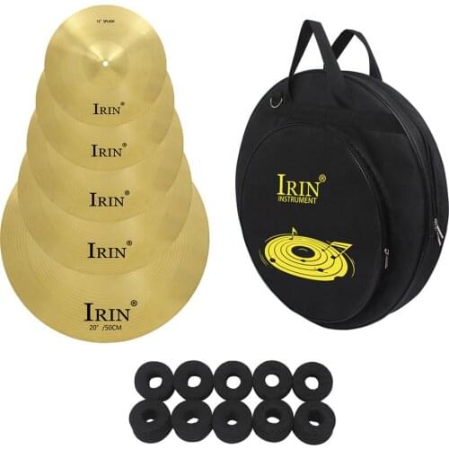 IRIN SC-260 Cymbal Set Brass Alloy Including 12 Inch Splash Crash 18 Inch & 20 Inch Ride Cymbals with Carry Bag Felt Washers