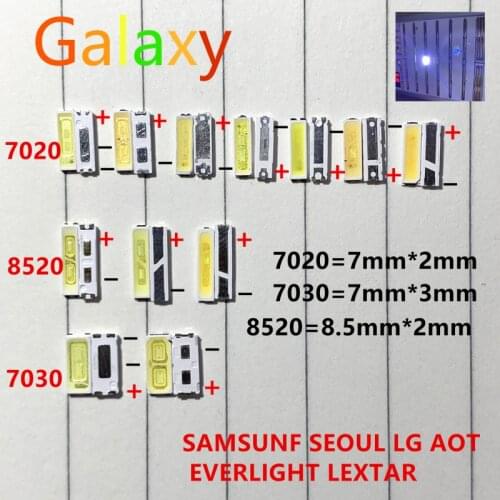 50-100pcs FOR LG Innotek Lextar UNI SAMSUNG SEOUL LED Backlight 0.5W 1W 1.5W 7020 7030 8520 3V 6V Cool white 40LM TV Application