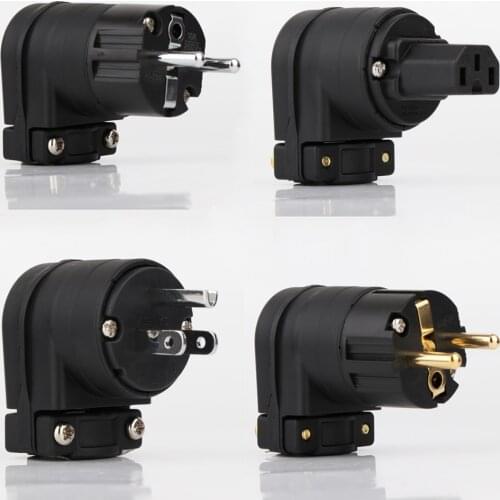YTER 24K gold Schuko Connector Angled Schuko Plug Supply power cable connector plug US version power jack IEC female plug