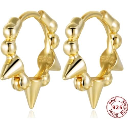 Unique Design Awl Ball Shaped Circle Hoop Earrings for Women Real 925 Sterling Silver Earrings Huggie Ear Piercing Jewelry