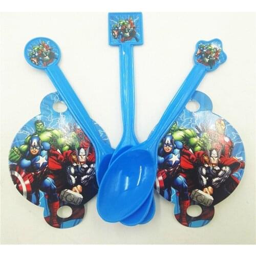 10pc Plastic Spoon Avengers Party Supplies Cartoon Theme Birthday Christmas Festival Party Decoration Superhero Kids Event Favor