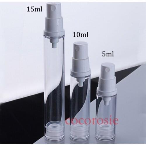 100pieces/lot) 5ml 10ml 15ml Airless Cosmetic Pump bottle Plastic Empty Airless Pump bottles Mist Atomizer Vacuum Bottle